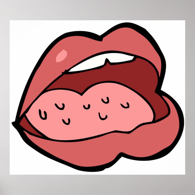 Fun Cartoon Open Mouth and Lips Poster (Front)