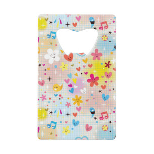 fun cartoon pattern credit card bottle opener