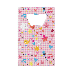 fun cartoon pattern pink credit card bottle opener