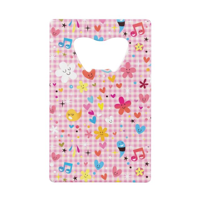 fun cartoon pattern pink credit card bottle opener (Front)