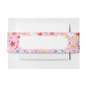 fun cartoon pattern pink invitation belly band