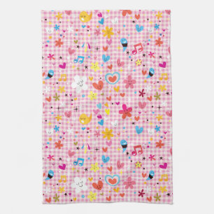 fun cartoon pattern pink kitchen towel