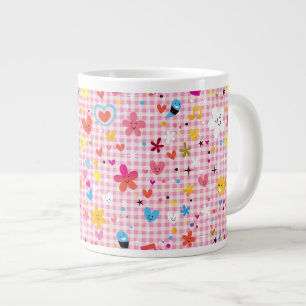 fun cartoon pattern pink large coffee mug