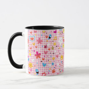 fun cartoon pattern pink mug