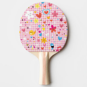 fun cartoon pattern pink ping pong paddle
