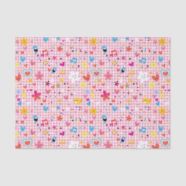 fun cartoon pattern pink tissue paper (Front)