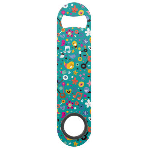 fun cartoon pattern teal bar key