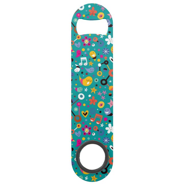 fun cartoon pattern teal bar key (Front)