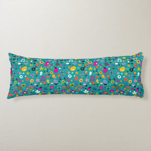 fun cartoon pattern teal body pillow