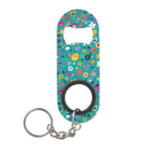 fun cartoon pattern teal mini bottle opener