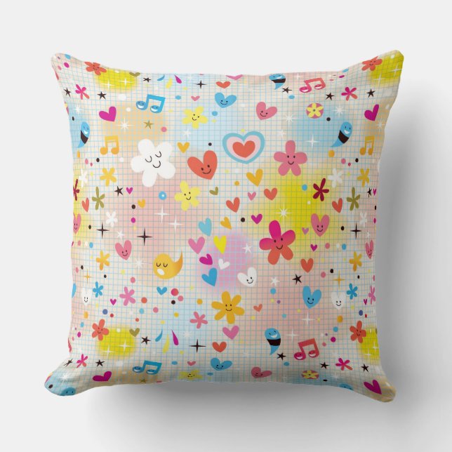 fun cartoon pattern throw pillow (Front)