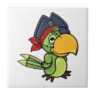 Fun Cartoon Pirate Parrot Tile
