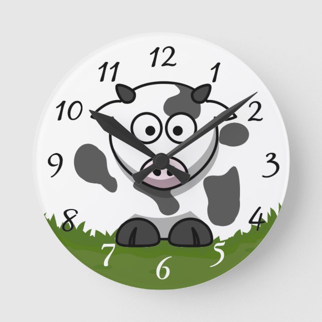 Fun Cartoon Round Cow Clock (Front)