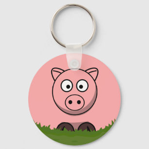 Fun Cartoon Round Pig  Keychain
