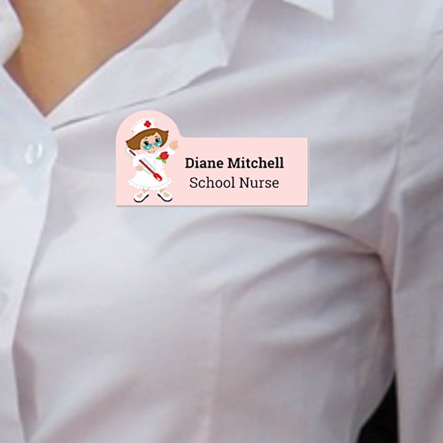 Fun Cartoon School Nurse Employee Name Tag (Creator Uploaded)
