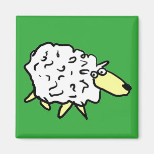 Fun Cartoon Sheep in black, White and Green Magnet