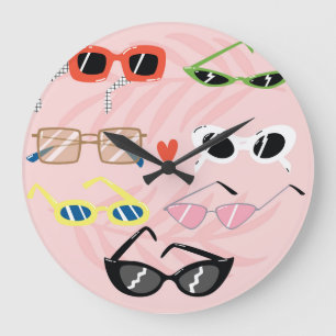 Fun Cartoon: Trendy Sunglasses Collection Large Clock