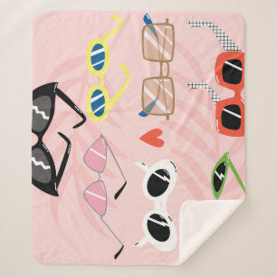 Fun Cartoon: Trendy Sunglasses Collection Sherpa Blanket