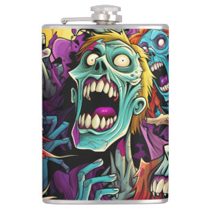Fun Cartoon Zombies Hip Flask
