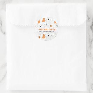 Fun Cartoonish Ghosts Personalized Happy Halloween Classic Round Sticker