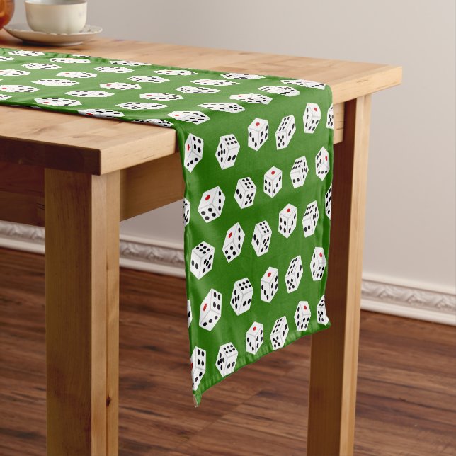 Fun Casino pattern dice pattern party table runner (In Situ)