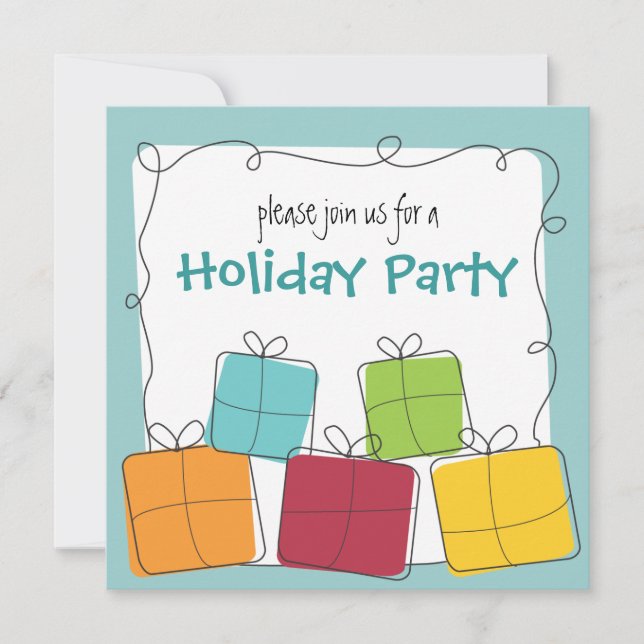 Fun & Casual Retro Gift Holiday Party Invitation (Front)