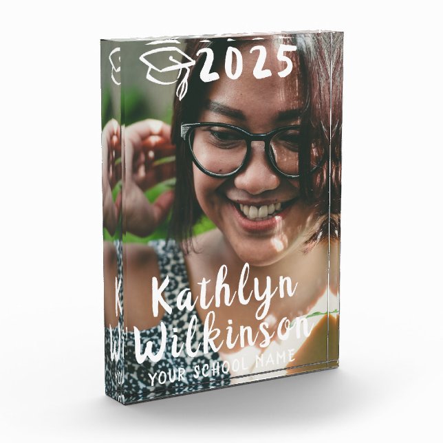 Fun Casual Script Simple Graduation Photo Block (Left)