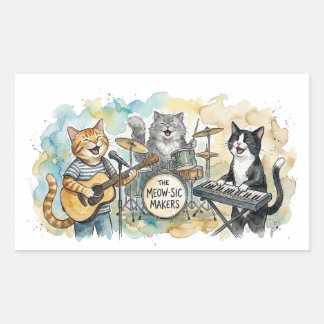 Fun Cat Band Music Piano Drums Keyboard Sticker