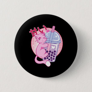 Fun Cat Boba Tea Bubble Tea Anime Kawaii Gift Girl 2 Inch Round Button