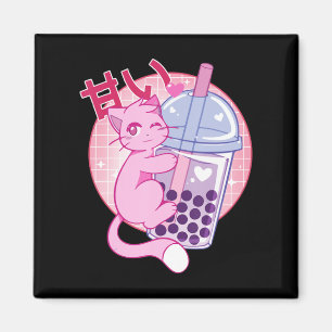 Fun Cat Boba Tea Bubble Tea Anime Kawaii Gift Girl Magnet