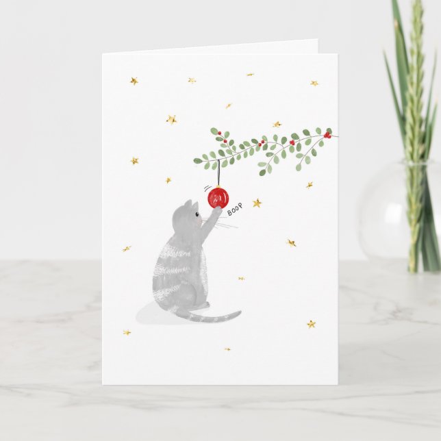 Fun Cat Boop Christmas Holiday Card (Front)