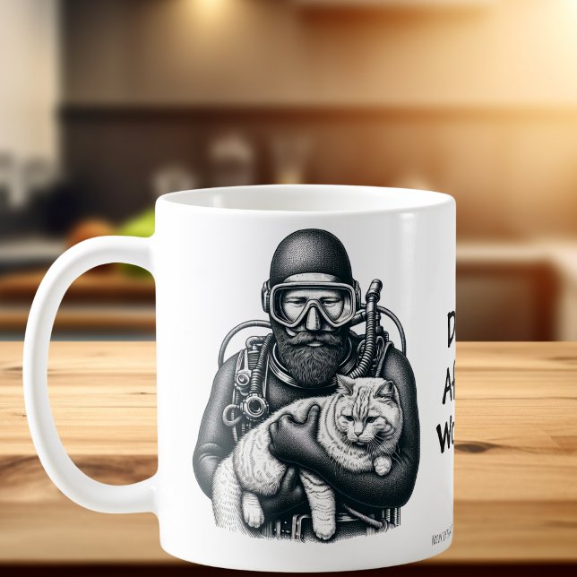  Fun Cat Dad Scuba Diver  Personalize Coffee Mug (A fun mug for the Diver In your life)