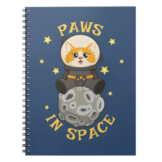 Fun Cat in space Cat Astronaut Cosmic animal Moon Notebook (Front)