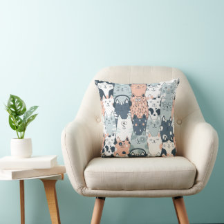 Fun Cat Pattern Throw Pillow