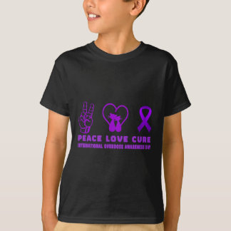 Fun cat Peace Love Cure overdose Awareness Support T-Shirt
