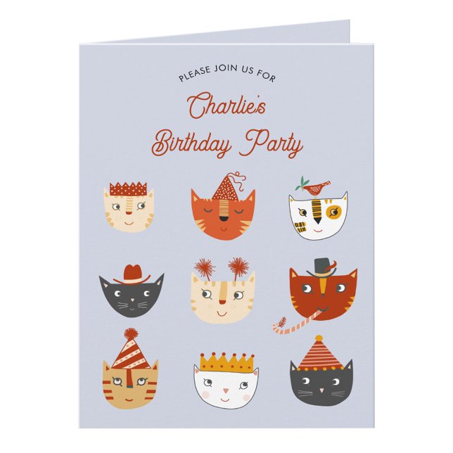 Fun Cat Personalized Birthday Party Invitation (Fun kitty cat personalized birthday party invitation for animal lovers)