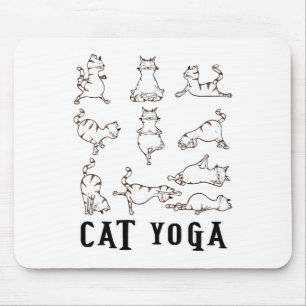 Fun Cat Yoga Gift T Shirt Mouse Pad