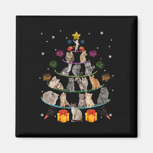 Fun Cats Christmas Tree Meowy Xmas Cats Tree Light Magnet
