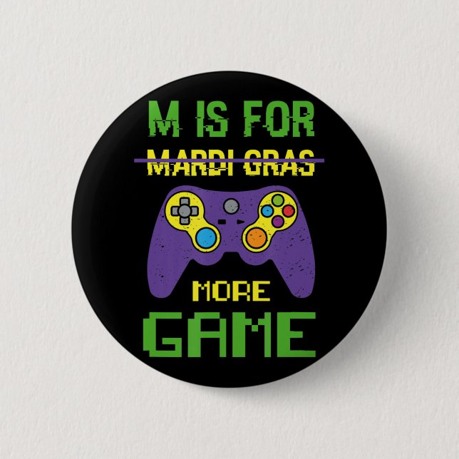 Fun Celebrate Mardi Gras Video Game Controller Gam 2 Inch Round Button (Front)