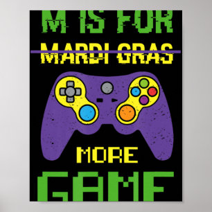 Fun Celebrate Mardi Gras Video Game Controller Gam Poster