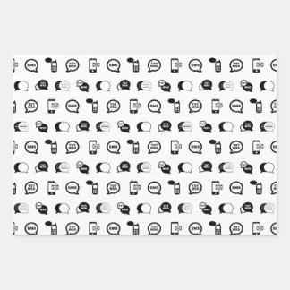 Fun Cell Phone Text Messaging Pattern CUSTOM COLOR Wrapping Paper Sheet