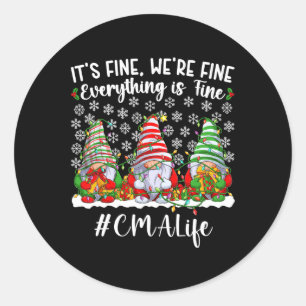 Fun Certified Medical Assistant Christmas CMA Xmas Classic Round Sticker