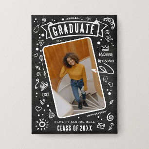 Fun Chalkboard Doodle Photo Graduation