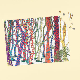 Fun Challenging Whimsical Colorful Crazy Forest Jigsaw Puzzle