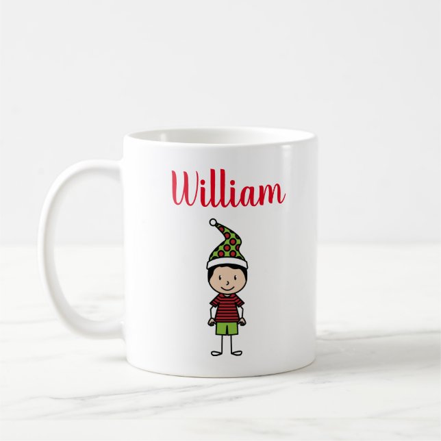 fun character holiday personalized name kids coffee mug (Left)