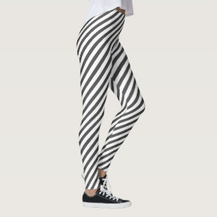 Fun Charcoal Grey Diagonal Striped Leggings