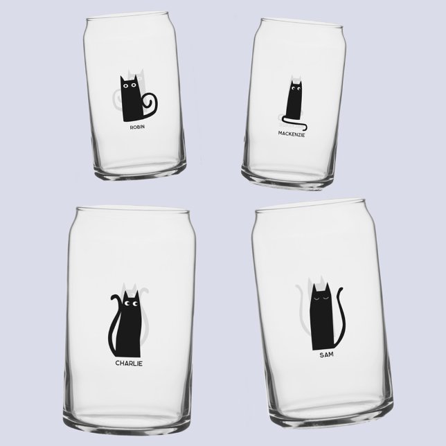Fun Chat Personnalisé Unique (Fun personalized name black cat can glasses)