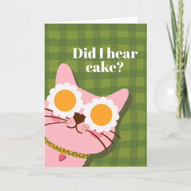 Fun Chat Rose Personnalisé Carte Anniversaire (Devant)