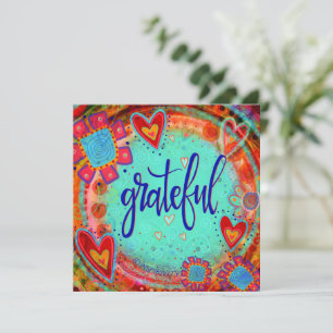 Fun Cheerful Grateful Blessings Inspirational Thank You Card