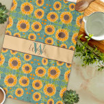 Fun Cheerful Sunflower Custom Name Initial Kitchen Towel<br><div class="desc">Fun Chic Personalized Name Initial Floral Pattern Modern kitchen towel. These colourful sunflower kitchen towels are perfect to add a pop of colour to your kitchen. Make them uniquely yours by adding your name or favourite quote. Whether you're a seasoned chef or an aspiring home cook, these towels make the...</div>